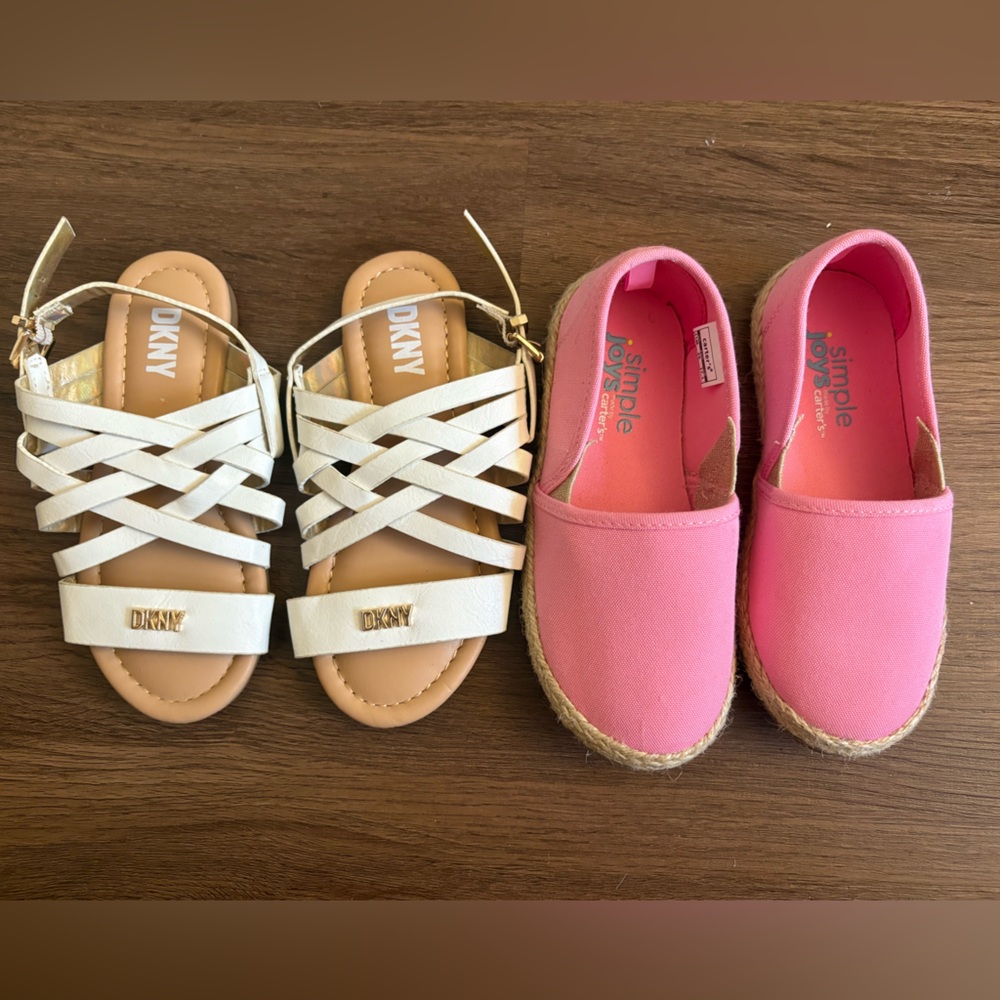 Summer Shoes Lot DKNY White sandals and Pink Carter’s Espadrilles size 11 NWOT